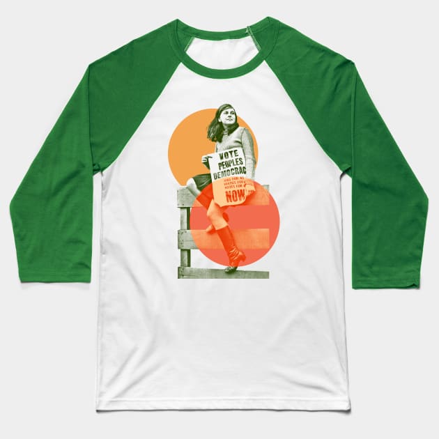 Bernadette Devlin McAliskey / Retro Graphic Artwork Baseball T-Shirt by feck!